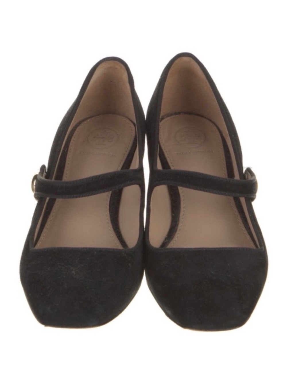 TORY BURCH Marisa Black Suede Mary Jane Gold Block Heel Pump - Picture 6 of 10